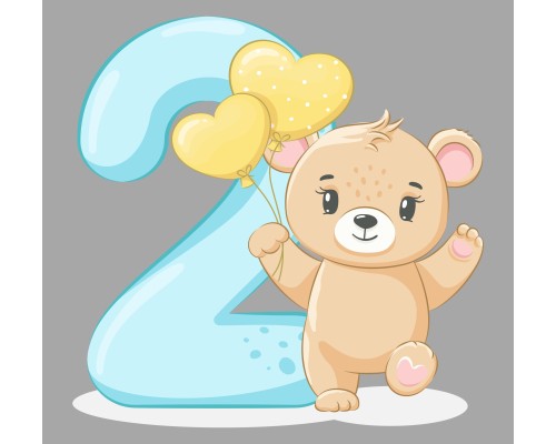 Термоналіпка на одяг День народження 2 роки ведмедик