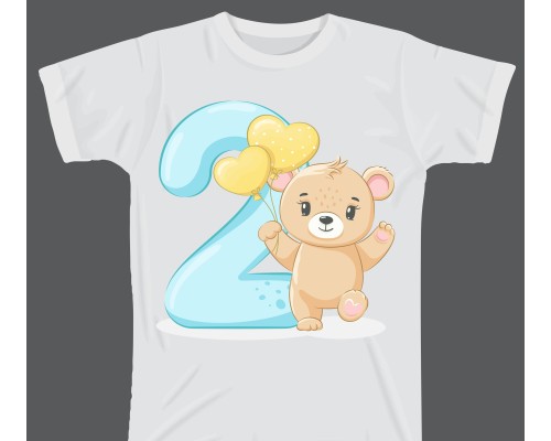 Термоналіпка на одяг День народження 2 роки ведмедик