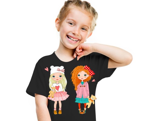 Термонаклейка Дівчата з ведмедиком