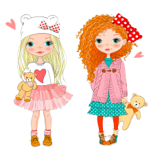 Термонаклейка Дівчата з ведмедиком 