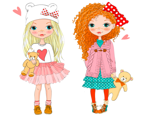 Термонаклейка Дівчата з ведмедиком