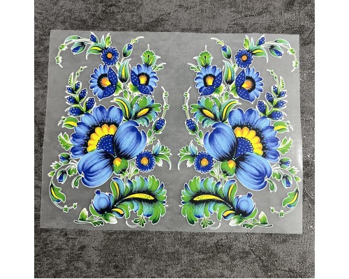 Термонаклейка, термоналіпка Квіти сині Розпис