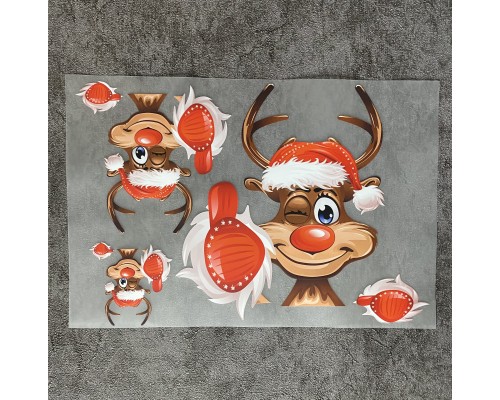 Термоналіпка на одяг Олень Рудольф новорічна