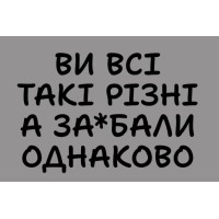 Термонаклейка на одяг ВИ ВСІ ТАКІ РІЗНІ