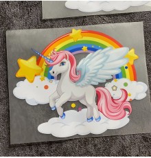 Термоналіпка на одяг Єдиноріг веселка 
