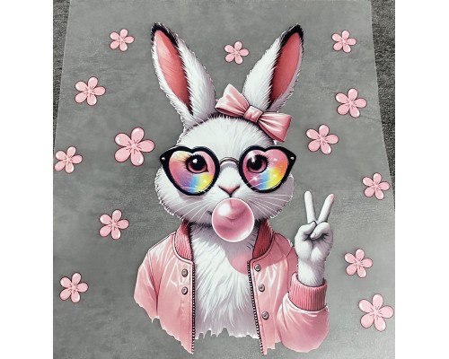 Термоналіпка на одяг Зайка в окулярах